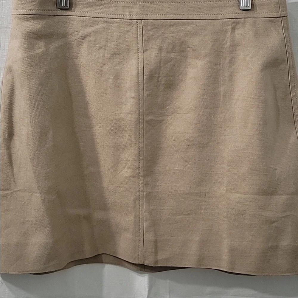 J.CREW Classic Tan Women's Linen Mini Skirt Size 10 - Picture 2 of 8